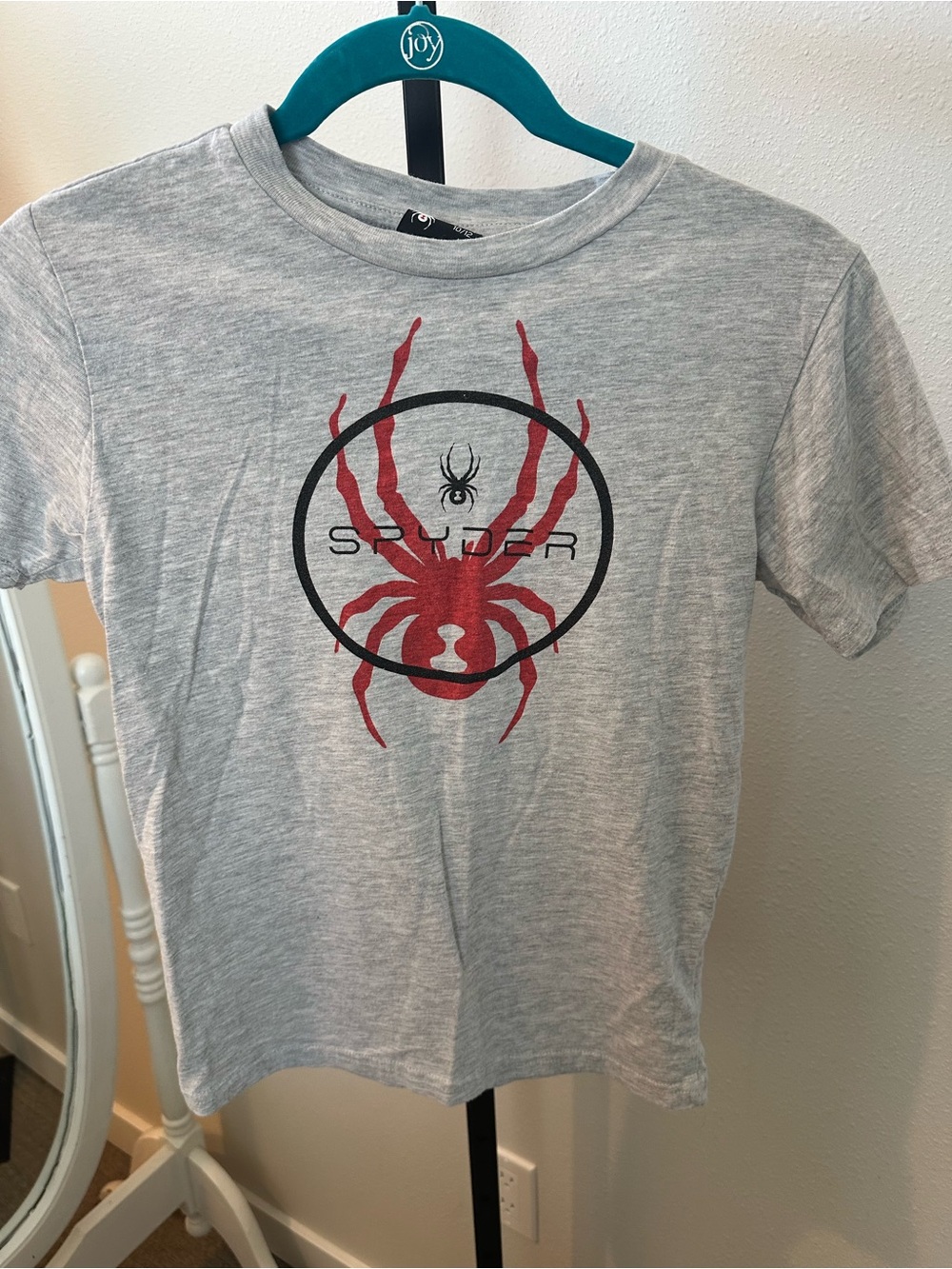 Spyder Kids Gray Tee with Red Spider Emblem